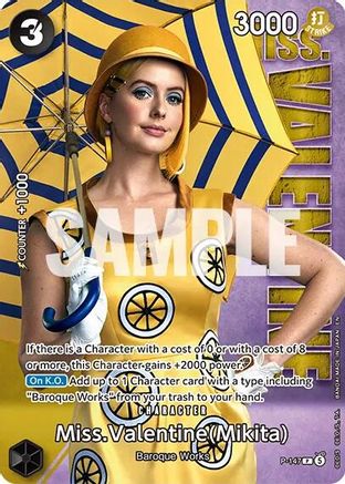 Miss.Valentine (Mikita) - P-147 (Premium Card Collection -Live Action Edition Vol.2 Baroque Works-) (P-147) - One Piece Promotion Cards Foil