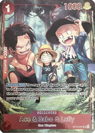 Ace & Sabo & Luffy (English Version 3rd Anniversary Set) (OP13-007) - One Piece Promotion Cards Foil