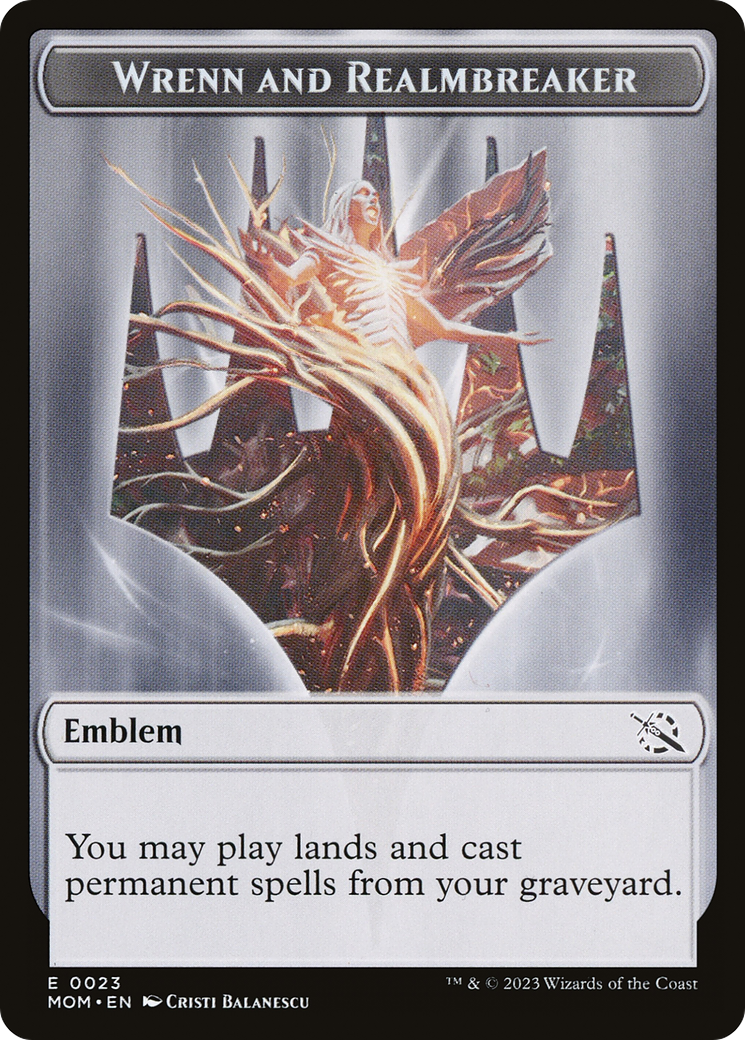 Wrenn and Realmbreaker Emblem (TMOM-023) [March of the Machine Tokens]