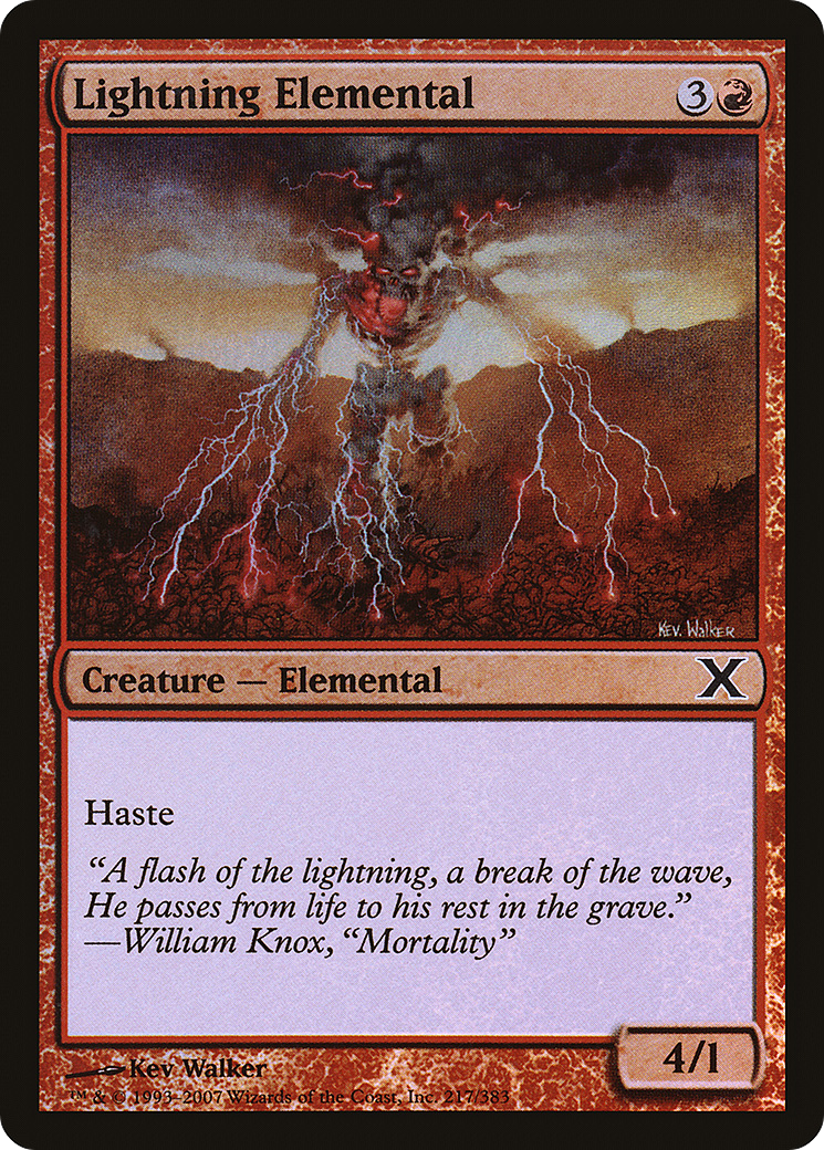 Lightning Elemental (10E-217★) [Tenth Edition] Foil