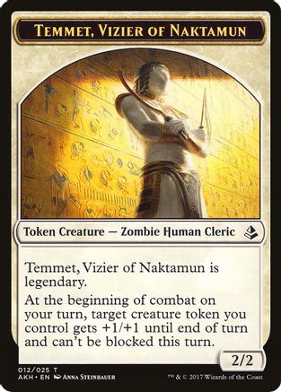 Temmet, Vizier of Naktamun // Zombie Double-Sided Token (AKH-12 // 20) [Amonkhet]