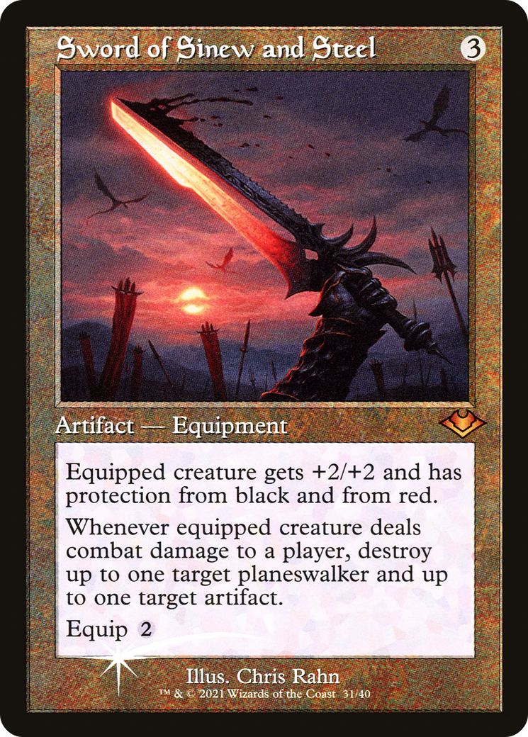 Sword of Sinew and Steel (Retro Frame) (MH1-031) [Modern Horizons 1 Timeshifts] Etched Foil