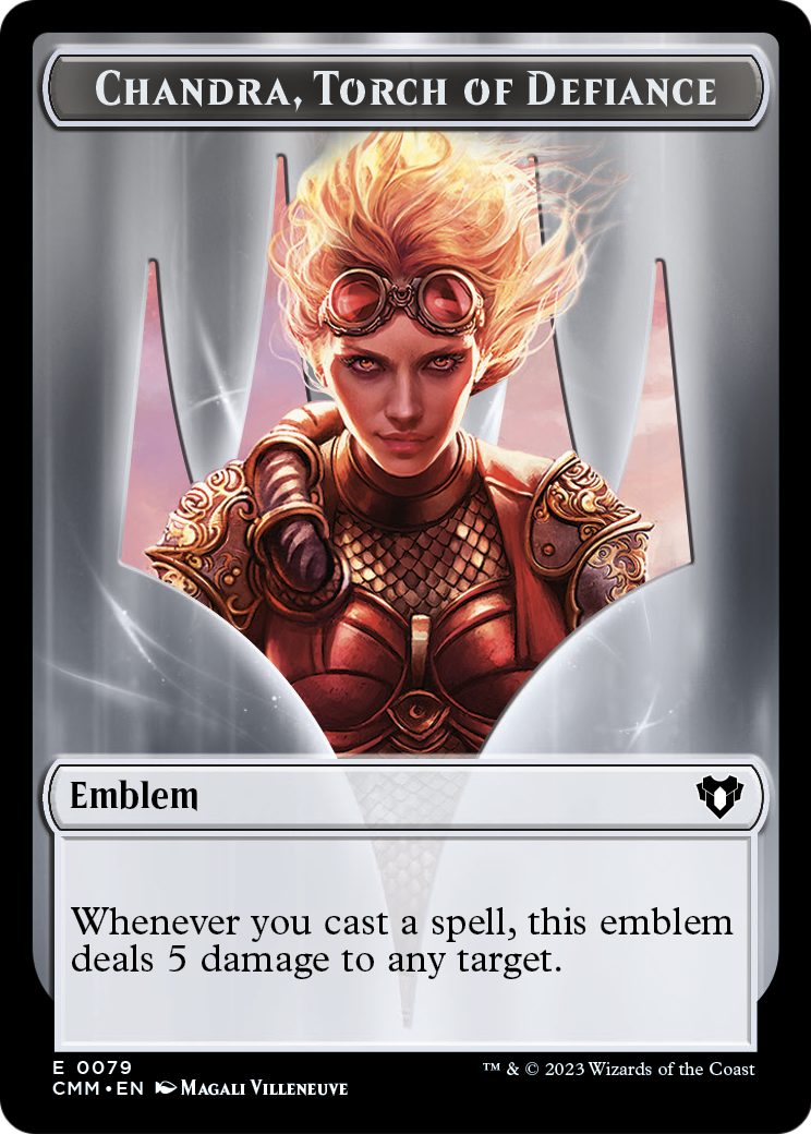 Chandra, Torch of Defiance Emblem (TCMM-079) [Commander Masters Tokens]