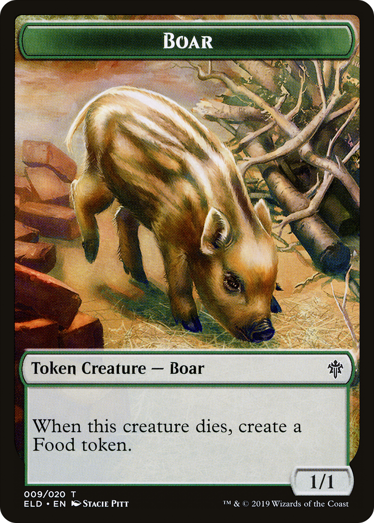 Boar (TELD-009) [Throne of Eldraine Tokens] Foil