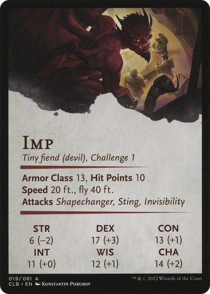 Nefarious Imp // Nefarious Imp (ACLB-019) (Borderless) [Battle for Baldur's Gate Art Series] Foil