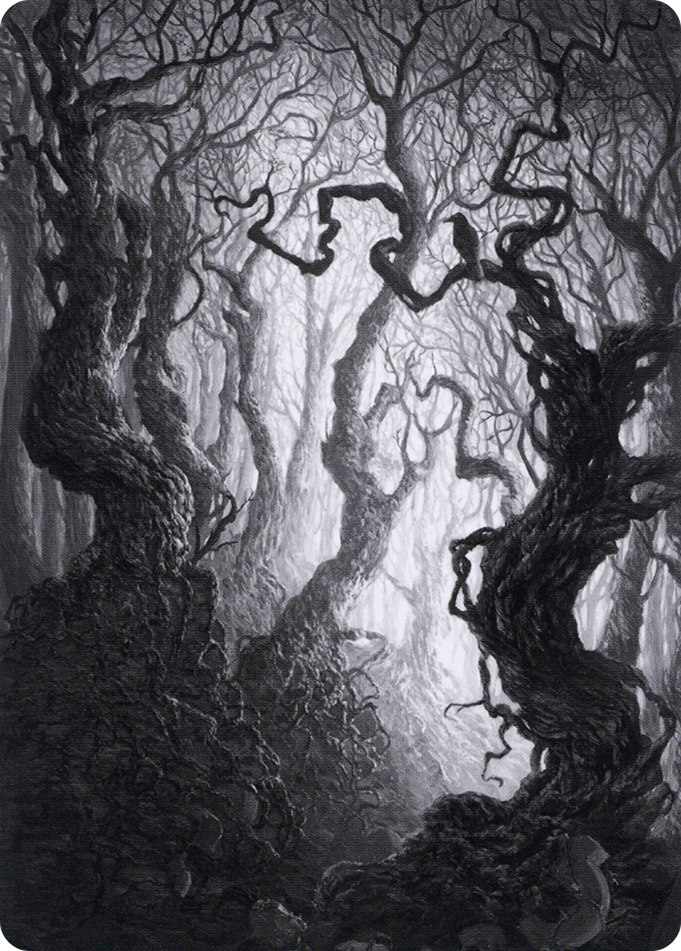 Forest // Forest (AMID-080) (Borderless) [Midnight Hunt Art Series] Foil