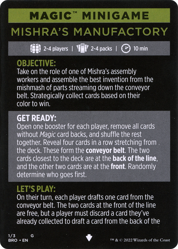 Mishra's Manufactory // Mishra's Manufactory (cont'd) (MBRO-001) [The Brothers' War Minigames] Foil
