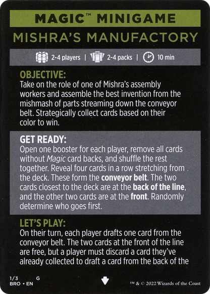 Mishra's Manufactory // Mishra's Manufactory (cont'd) (MBRO-001) [The Brothers' War Minigames] Foil