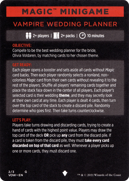 Vampire Wedding Planner // Vampire Wedding Planner (cont'd) (MVOW-002) [Innistrad: Crimson Vow Minigames]