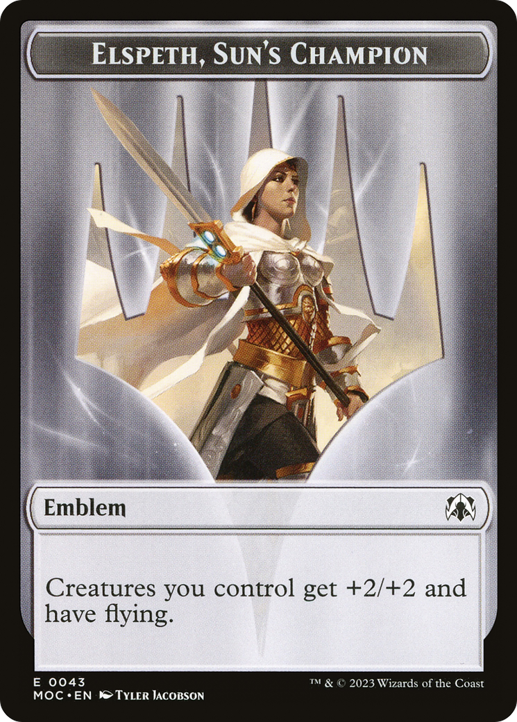 Elspeth, Sun's Champion Emblem (TMOC-043) [March of the Machine Commander Tokens]