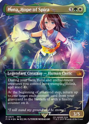 Yuna, Hope of Spira (Borderless) (Chocobo Track Foil) (FIN-571) [FINAL FANTASY] Foil