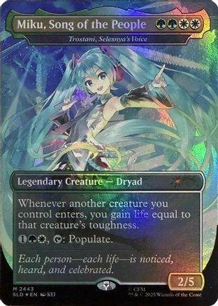 Miku, Song of the People - Trostani, Selesnya's Voice (Display Commander) - Thick Stock (SLD-2443) [Secret Lair Drop Series] Foil