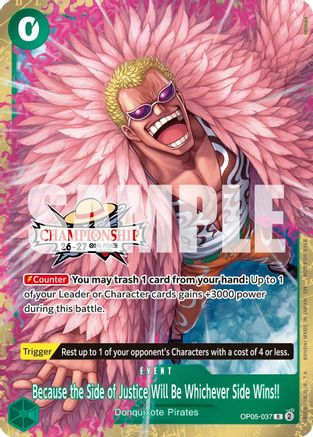 Because the Side of Justice Will Be Whichever Side Wins!! (CS 26-27 Celebration Pack) (OP05-037) - One Piece Promotion Cards Foil