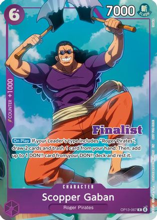 Scopper Gaban (CS 26-27 Finalist Card Set Vol.1) (OP13-067) - One Piece Promotion Cards Foil