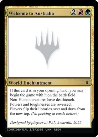Welcome to Australia [Un-Known Event Playtest Cards]
