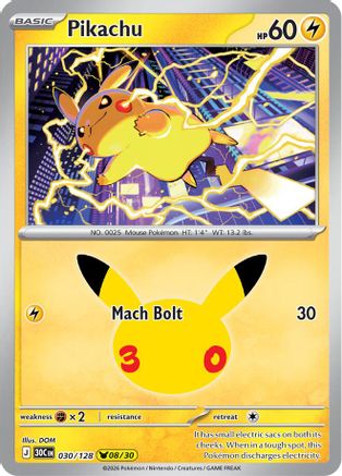 Pikachu (030/128) [ME 30th Celebration] Holofoil - None