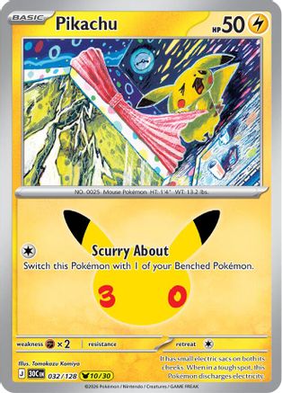 Pikachu (032/128) [ME 30th Celebration] Holofoil - None
