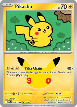 Pikachu (034/128) [ME 30th Celebration] Holofoil - None