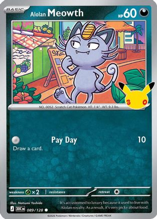 Alolan Meowth (089/128) [ME 30th Celebration] Holofoil - Common