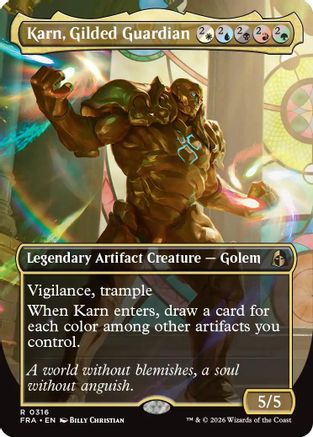 Karn, Gilded Guardian (Borderless) (FRA-316) [Reality Fracture] Foil