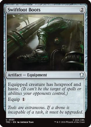 Swiftfoot Boots (Surge Foil) (TRC-501) [Commander: Star Trek] Foil