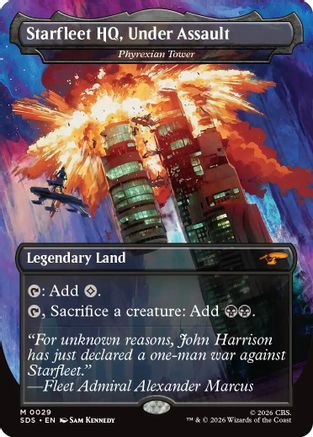 Starfleet HQ, Under Assault - Phyrexian Tower (Borderless) (SDS-029) [Star Trek: Stardates]