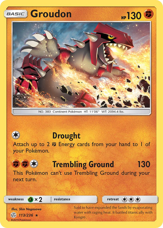 Groudon (113/236) (Holo givré craquelé) (Exclusivité Deck Thématique) [Sun & Moon: Cosmic Eclipse]
