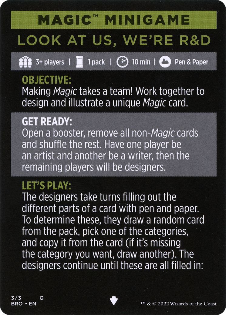 Look at Us, We're R&D // Look at Us, We're R&D (cont'd) (MBRO-003) [The Brothers' War Minigames] Foil