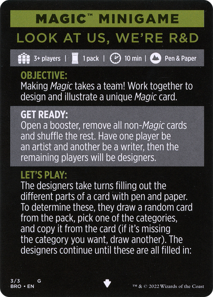 Look at Us, We're R&D // Look at Us, We're R&D (cont'd) (MBRO-003) [The Brothers' War Minigames]
