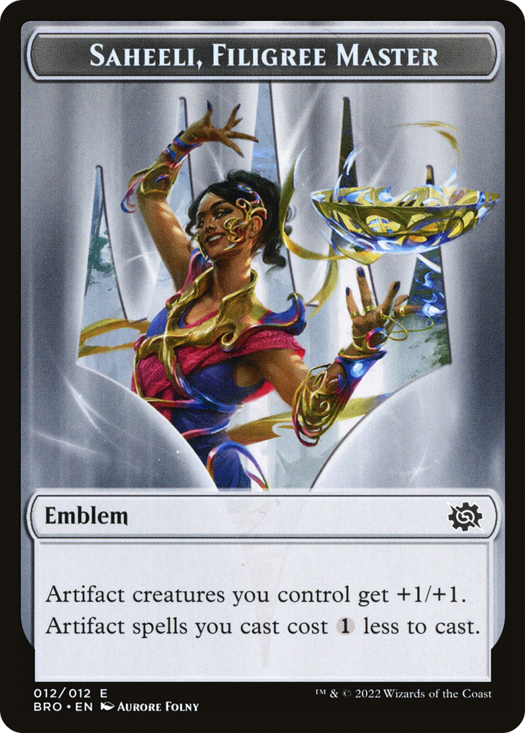 Saheeli, Filigree Master Emblem (TBRO-012) [The Brothers' War Tokens]