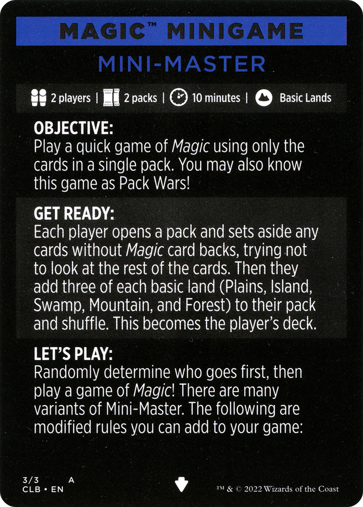 Mini-Master // Mini-Master (cont'd) (MCLB-003) [Commander Legends: Battle for Baldur's Gate Minigames]