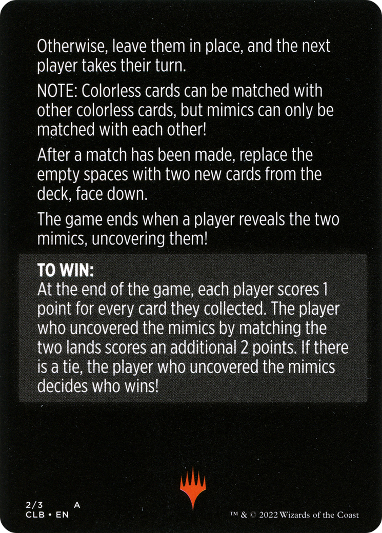 Mimic Match // Mimic Match (cont'd) (MCLB-002) [Commander Legends: Battle for Baldur's Gate Minigames]