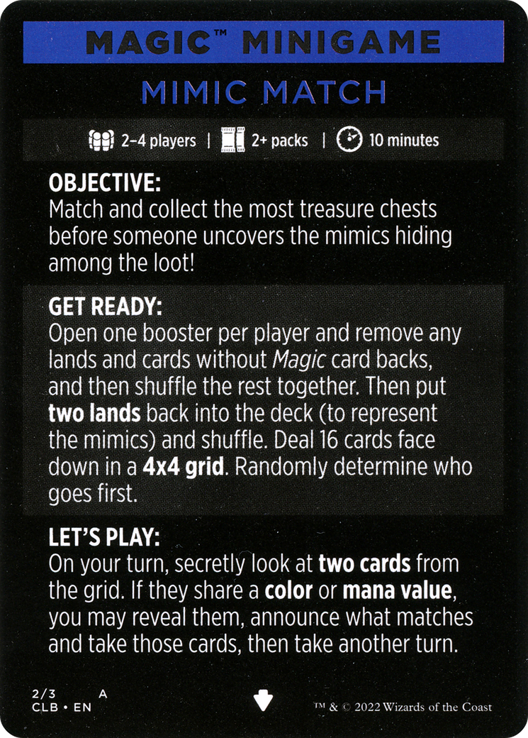 Mimic Match // Mimic Match (cont'd) (MCLB-002) [Commander Legends: Battle for Baldur's Gate Minigames]