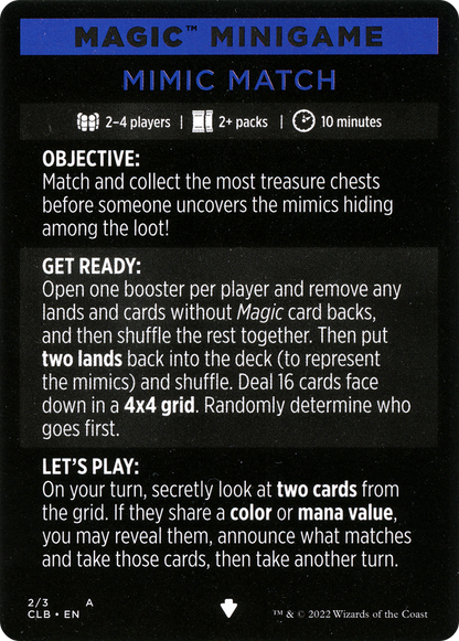 Mimic Match // Mimic Match (cont'd) (MCLB-002) [Commander Legends: Battle for Baldur's Gate Minigames]