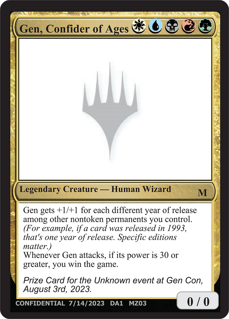 Gen, Confider of Ages (UNK-MZ03) [Unknown Event]