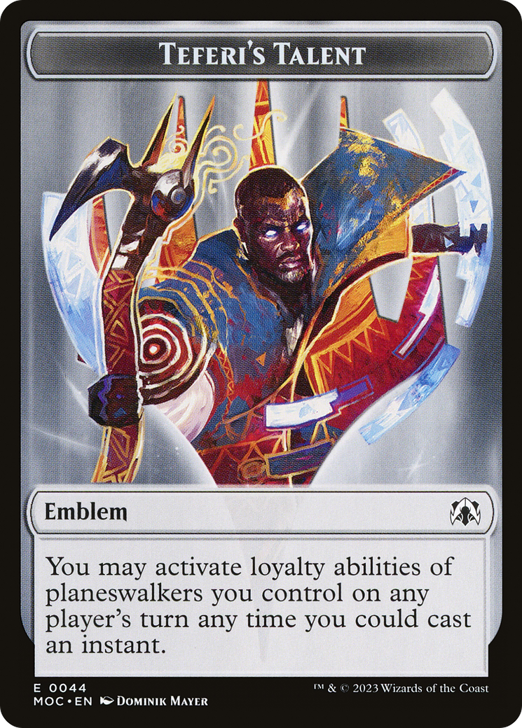 Teferi's Talent Emblem (TMOC-044) [March of the Machine Commander Tokens] Foil