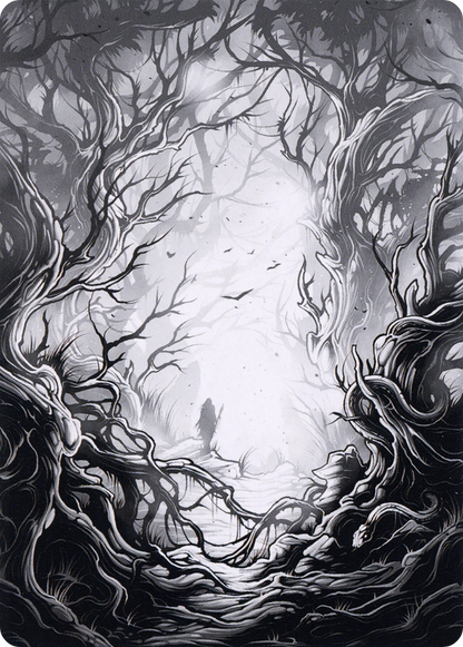Forest // Forest (AMID-081) (Borderless) [Midnight Hunt Art Series] Foil