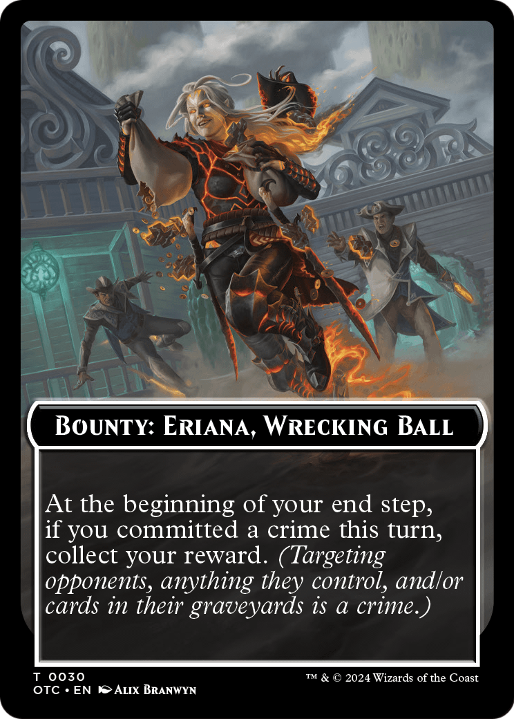 Bounty: Eriana, Wrecking Ball // Wanted! (TOTC-030) [Outlaws of Thunder Junction Commander Tokens]