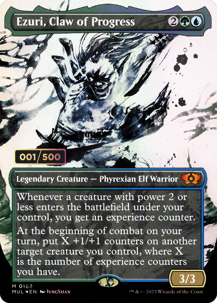 Ezuri, Claw of Progress (Serial Numbered) (MUL-168Z) (Showcase) (Borderless) [Multiverse Legends] Foil