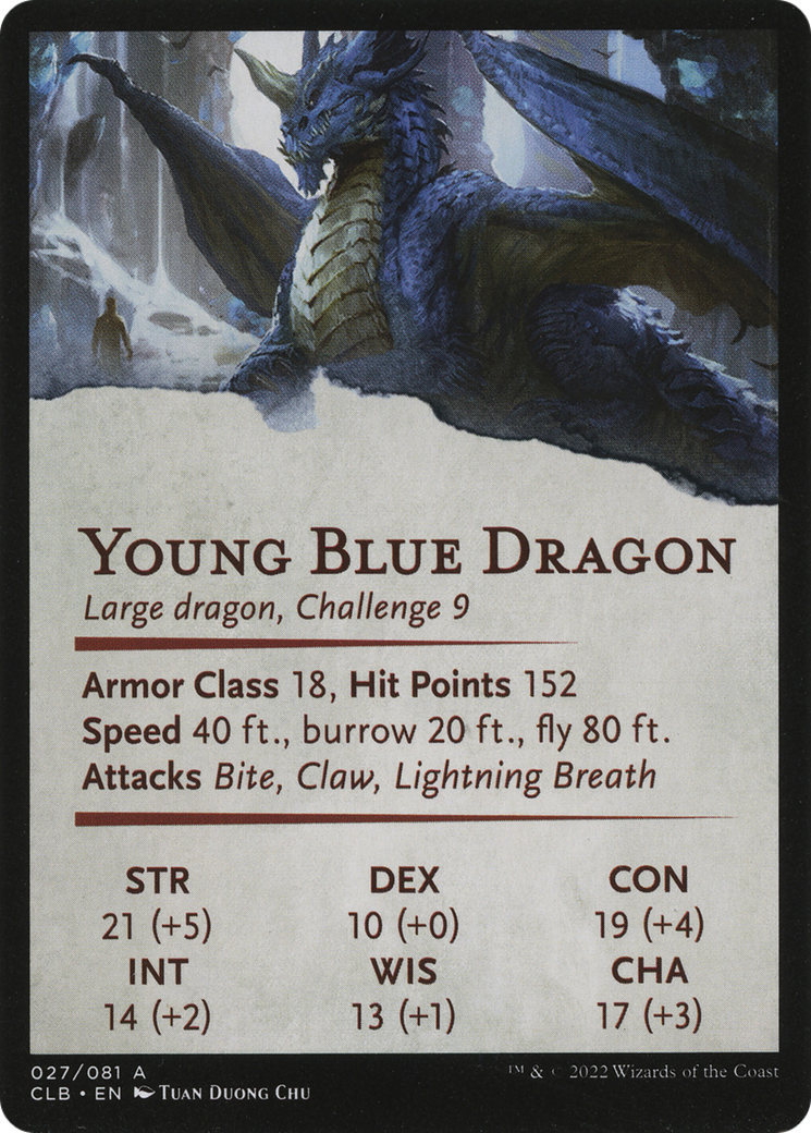 Young Blue Dragon // Young Blue Dragon (ACLB-027) (Borderless) [Battle for Baldur's Gate Art Series]