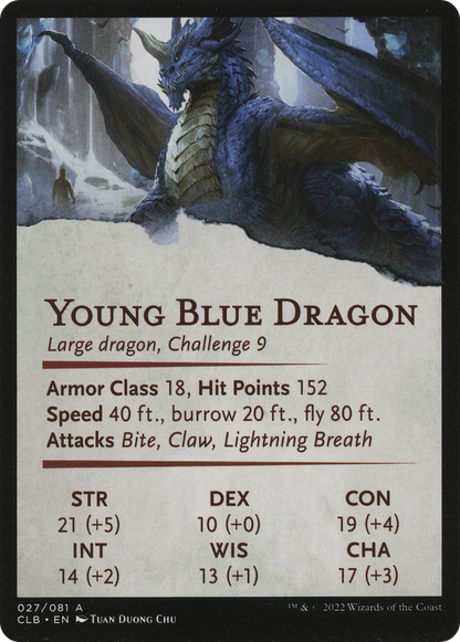 Young Blue Dragon // Young Blue Dragon (ACLB-027) (Borderless) [Battle for Baldur's Gate Art Series]