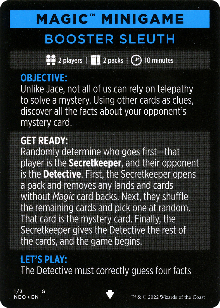 Booster Sleuth // Booster Sleuth (cont'd) (MNEO-001) [Kamigawa: Neon Dynasty Minigames] Foil
