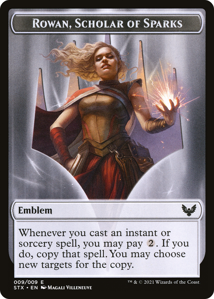 Rowan, Scholar of Sparks Emblem (TSTX-009) [Strixhaven: School of Mages Tokens]