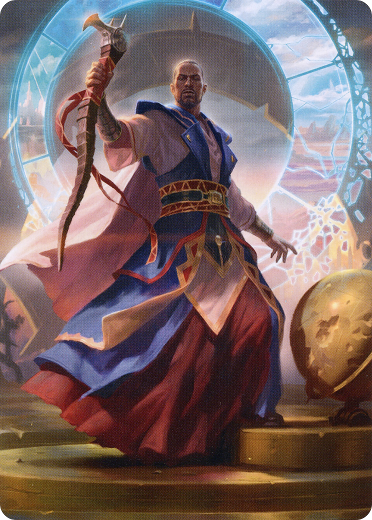 Teferi, Who Slows the Sunset // Teferi, Who Slows the Sunset (AMID-010) (Borderless) [Midnight Hunt Art Series] Foil