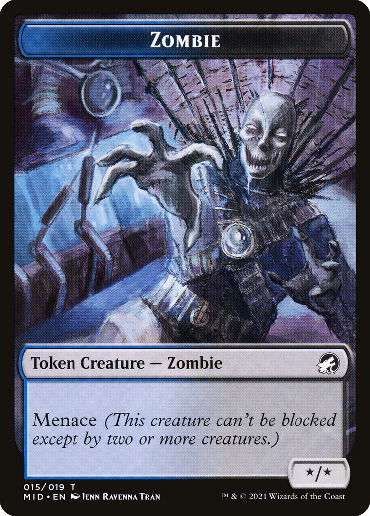 Zombie (TMID-015) [Innistrad: Midnight Hunt Tokens] Foil