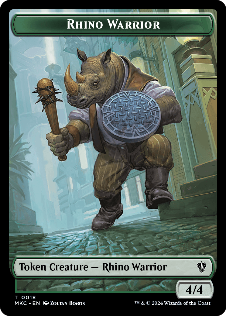 Rhino Warrior (TMKC-018) [Murders at Karlov Manor Commander Tokens]