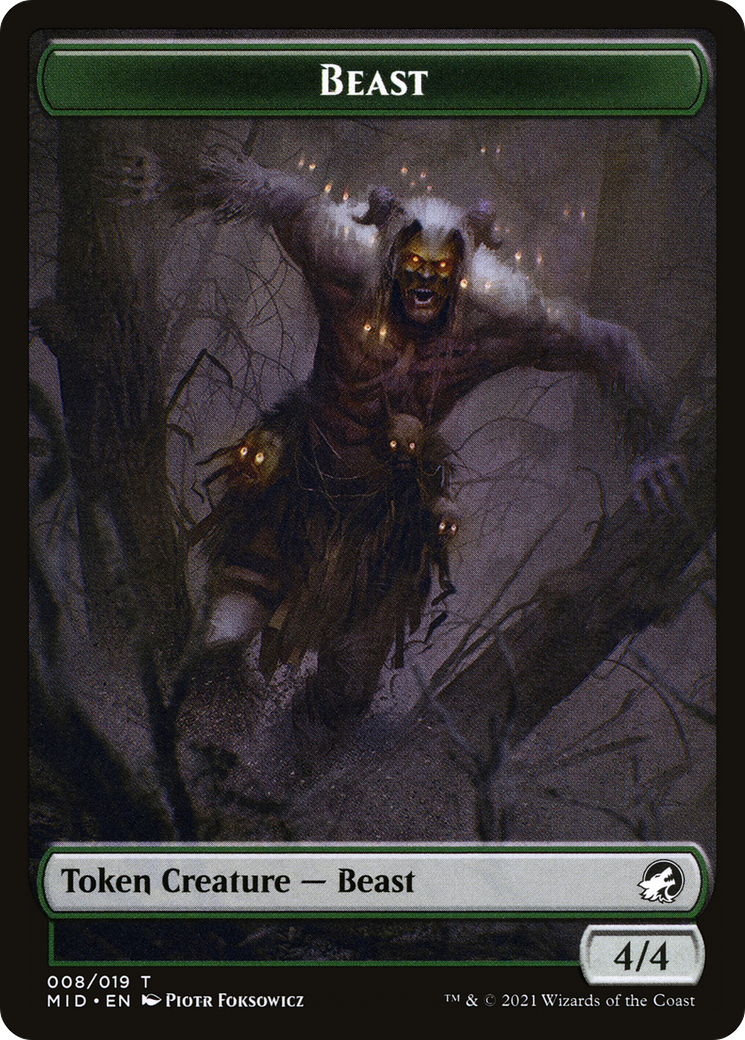 Beast (TMID-008) [Innistrad: Midnight Hunt Tokens] Foil